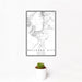 12x18 Bullhead City Arizona Map Print Portrait Orientation in Classic Style With Small Cactus Plant in White Planter
