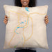 Person holding 22x22 Custom Bullhead City Arizona Map Throw Pillow in Watercolor