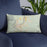 Custom Bullhead City Arizona Map Throw Pillow in Woodblock on Blue Colored Chair