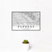 12x18 Burbank California Map Print Landscape Orientation in Classic Style With Small Cactus Plant in White Planter