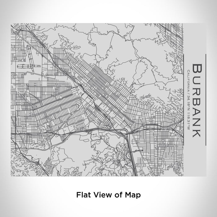 Rendered View of Burbank California Map Engraving on 20oz Stainless Steel Insulated Bottle with Bamboo Top