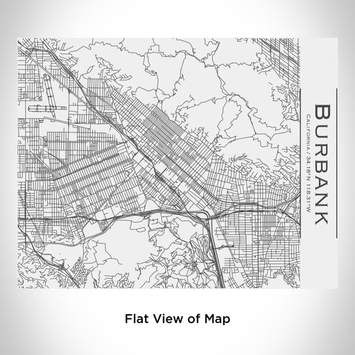 Rendered View of Burbank California Map Engraving on 20oz Stainless Steel Insulated Bottle with Bamboo Top in White