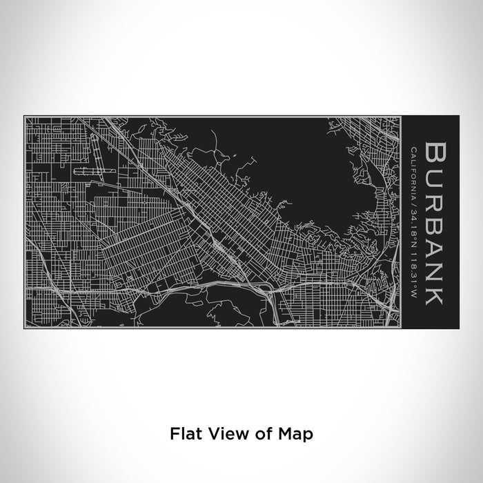 Rendered View of Burbank California Map Engraving on 17oz Stainless Steel Insulated Cola Bottle in Black