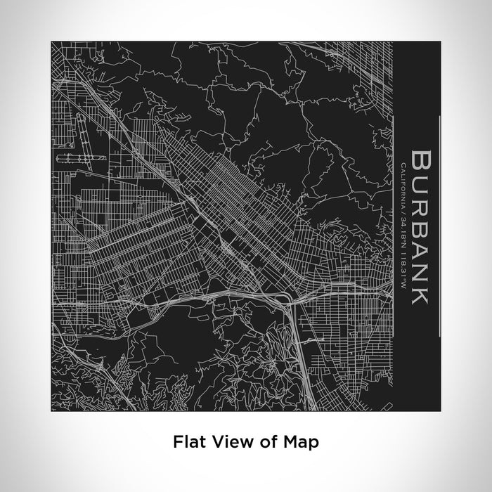 Rendered View of Burbank California Map Engraving on 17oz Stainless Steel Insulated Tumbler in Black