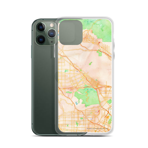 Custom Burbank California Map Phone Case in Watercolor