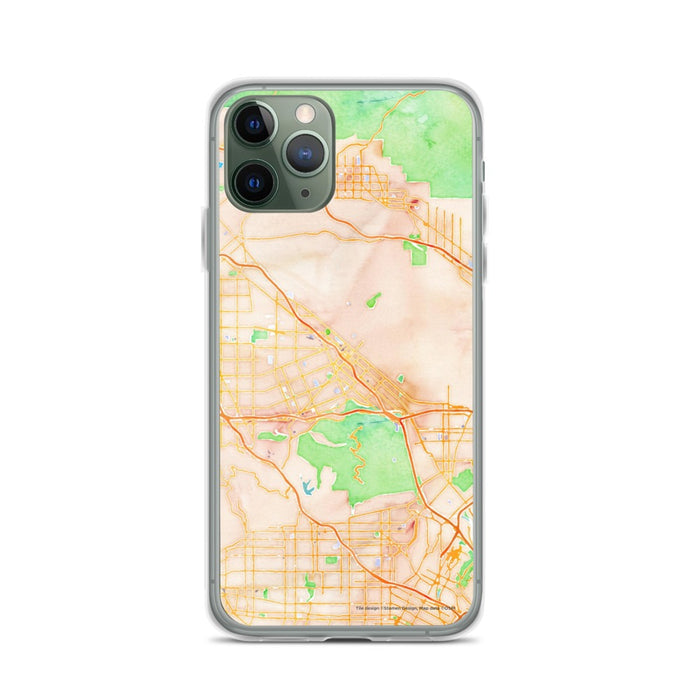 Custom iPhone 11 Pro Burbank California Map Phone Case in Watercolor