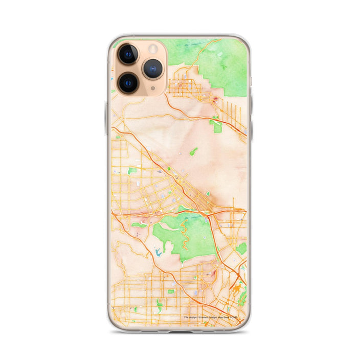 Custom iPhone 11 Pro Max Burbank California Map Phone Case in Watercolor