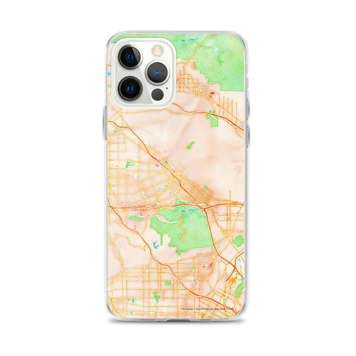 Custom iPhone 12 Pro Max Burbank California Map Phone Case in Watercolor