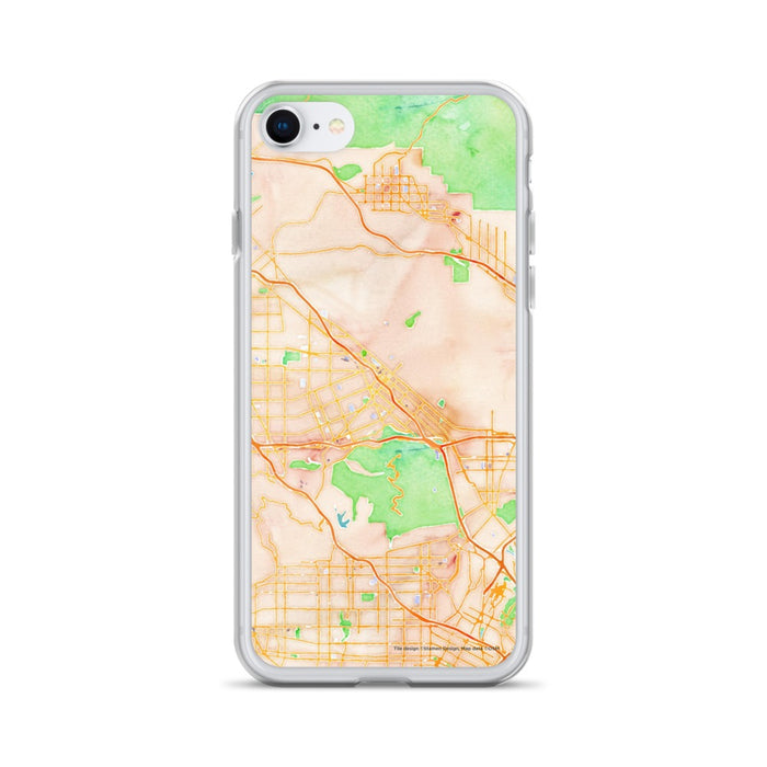 Custom iPhone SE Burbank California Map Phone Case in Watercolor