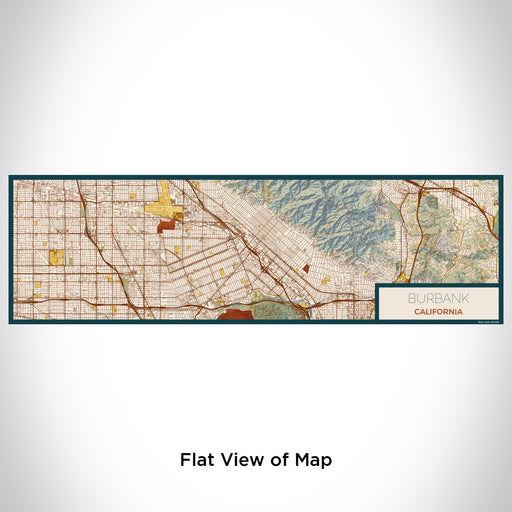Flat View of Map Custom Burbank California Map Enamel Mug in Woodblock
