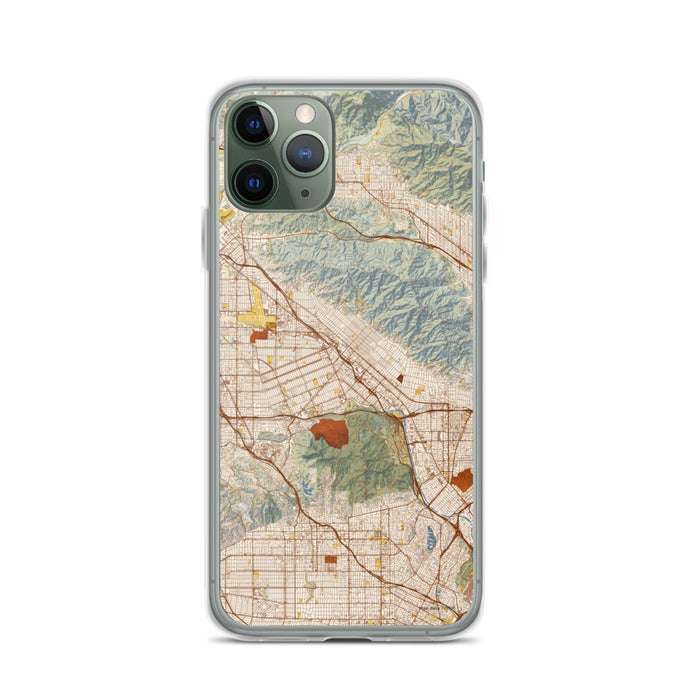 Custom iPhone 11 Pro Burbank California Map Phone Case in Woodblock