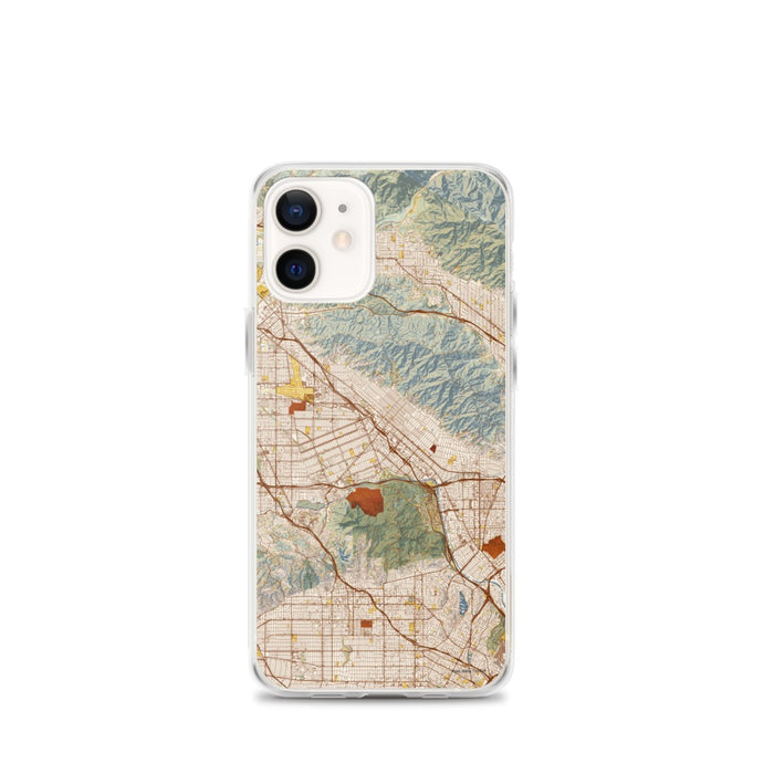 Custom iPhone 12 mini Burbank California Map Phone Case in Woodblock