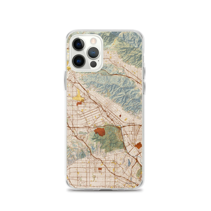 Custom iPhone 12 Pro Burbank California Map Phone Case in Woodblock