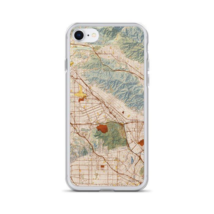 Custom iPhone SE Burbank California Map Phone Case in Woodblock