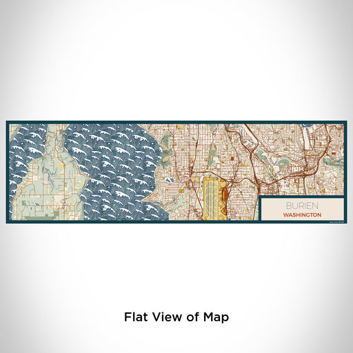 Flat View of Map Custom Burien Washington Map Enamel Mug in Woodblock