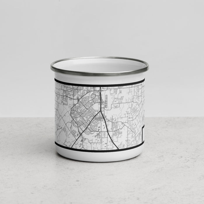 Front View Custom Burleson Texas Map Enamel Mug in Classic