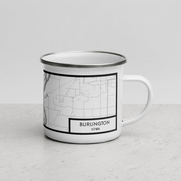 Right View Custom Burlington Iowa Map Enamel Mug in Classic