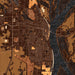 Burlington Iowa Map Print in Ember Style Zoomed In Close Up Showing Details