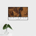 16x24 Burlington Iowa Map Print Landscape Orientation in Ember Style With Tropical Plant Leaves in Water