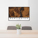 24x36 Burlington Iowa Map Print Landscape Orientation in Ember Style Behind 2 Chairs Table and Potted Plant
