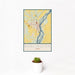 12x18 Burlington Iowa Map Print Portrait Orientation in Woodblock Style With Small Cactus Plant in White Planter