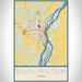 Burlington Iowa Map Print Portrait Orientation in Woodblock Style With Shaded Background