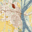 Burlington Iowa Map Print in Woodblock Style Zoomed In Close Up Showing Details