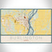 Burlington Iowa Map Print Landscape Orientation in Woodblock Style With Shaded Background