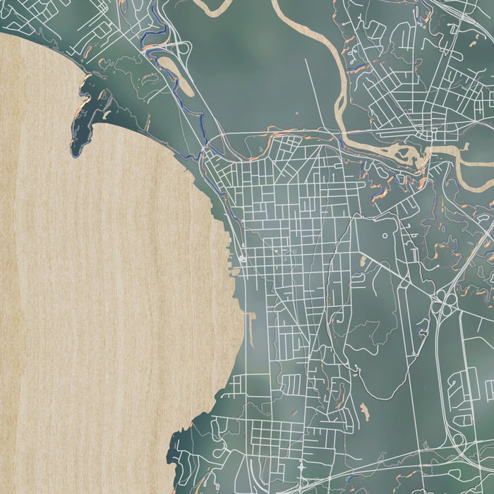 Burlington Vermont Map Print in Afternoon Style Zoomed In Close Up Showing Details