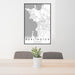 24x36 Burlington Vermont Map Print Portrait Orientation in Classic Style Behind 2 Chairs Table and Potted Plant