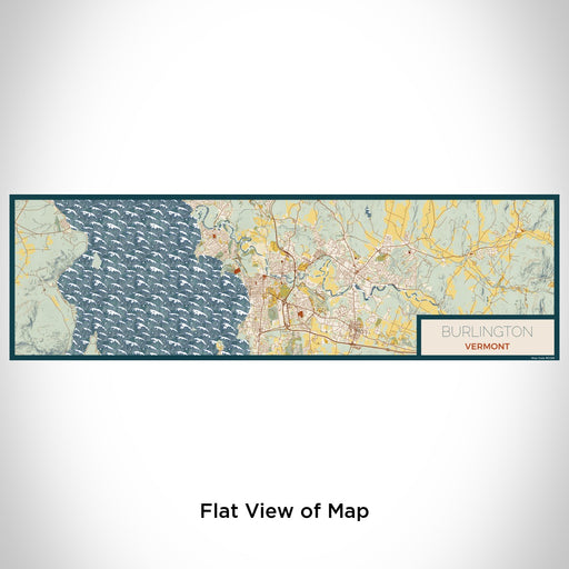 Flat View of Map Custom Burlington Vermont Map Enamel Mug in Woodblock