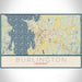 Burlington Vermont Map Print Landscape Orientation in Woodblock Style With Shaded Background