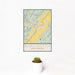 12x18 Burlington West Virginia Map Print Portrait Orientation in Woodblock Style With Small Cactus Plant in White Planter