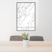 24x36 Burlington West Virginia Map Print Portrait Orientation in Classic Style Behind 2 Chairs Table and Potted Plant