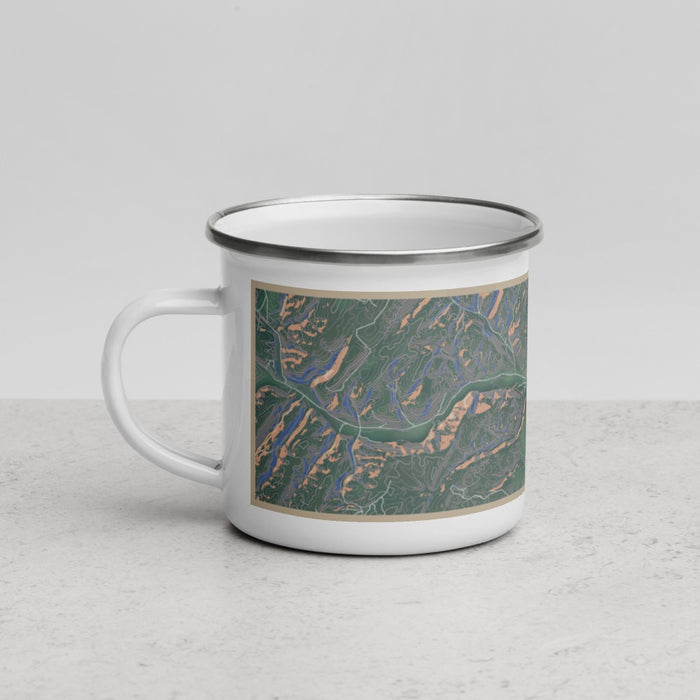 Left View Custom Burlington West Virginia Map Enamel Mug in Afternoon