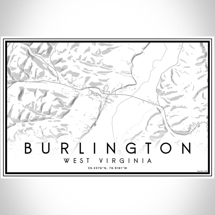 Burlington West Virginia Map Print Landscape Orientation in Classic Style With Shaded Background