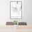 24x36 Burlington Wisconsin Map Print Portrait Orientation in Classic Style Behind 2 Chairs Table and Potted Plant