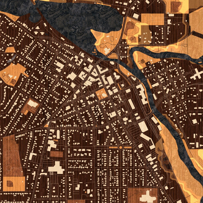 Burlington Wisconsin Map Print in Ember Style Zoomed In Close Up Showing Details
