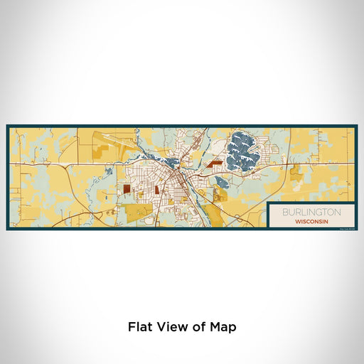 Flat View of Map Custom Burlington Wisconsin Map Enamel Mug in Woodblock