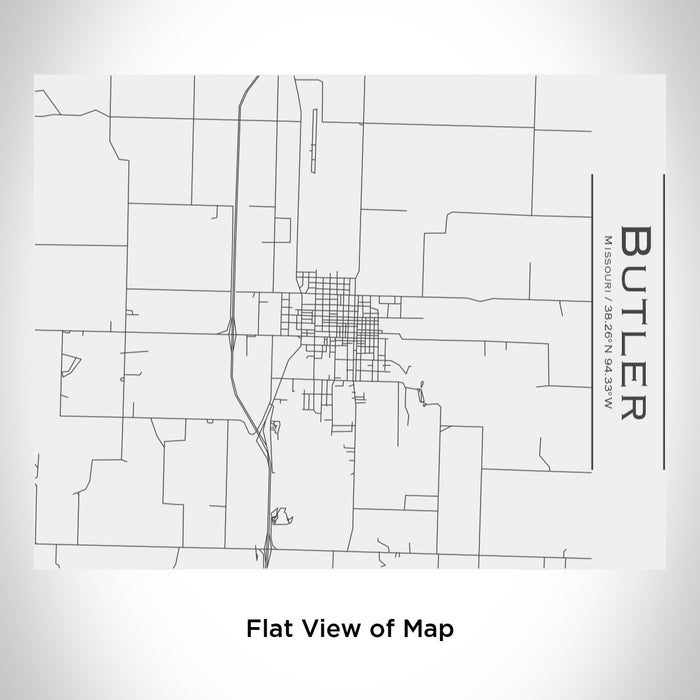 Rendered View of Butler Missouri Map Engraving on 20oz Stainless Steel Insulated Bottle with Bamboo Top in White