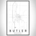 Butler Missouri Map Print Portrait Orientation in Classic Style With Shaded Background