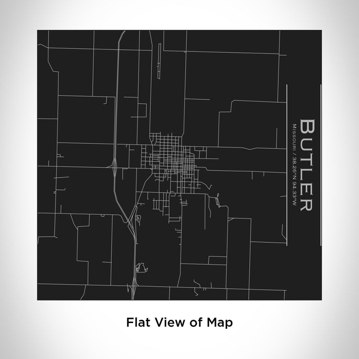 Rendered View of Butler Missouri Map Engraving on 17oz Stainless Steel Insulated Tumbler in Black