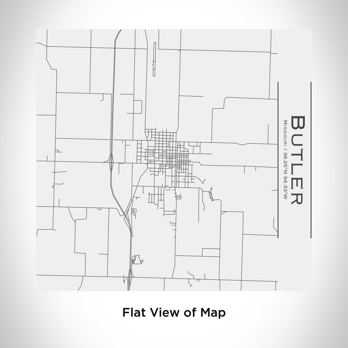 Rendered View of Butler Missouri Map Engraving on 17oz Stainless Steel Insulated Tumbler in White