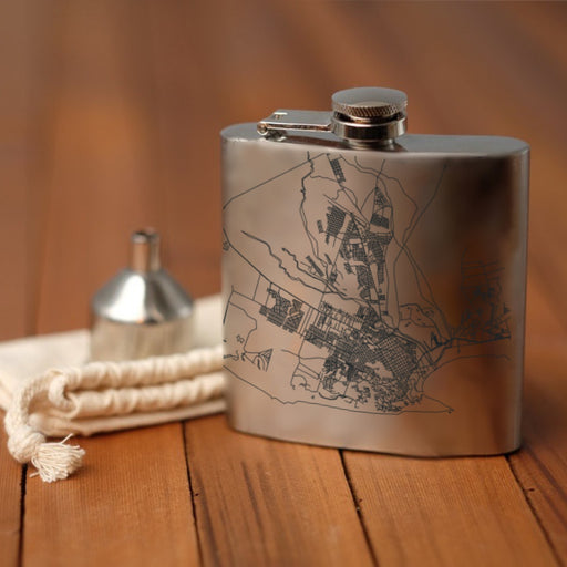 Cabo San Lucas Mexico Custom Engraved City Map Inscription Coordinates on 6oz Stainless Steel Flask