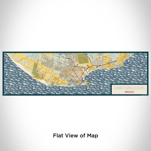Flat View of Map Custom Cabo San Lucas Mexico Map Enamel Mug in Woodblock