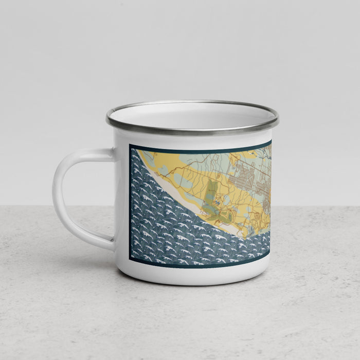 Left View Custom Cabo San Lucas Mexico Map Enamel Mug in Woodblock