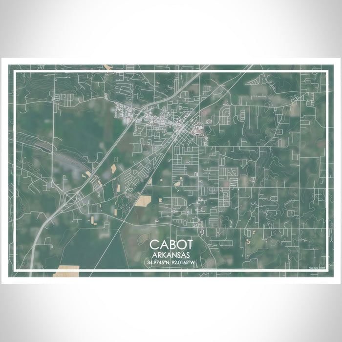 Cabot Arkansas Map Print Landscape Orientation in Afternoon Style With Shaded Background