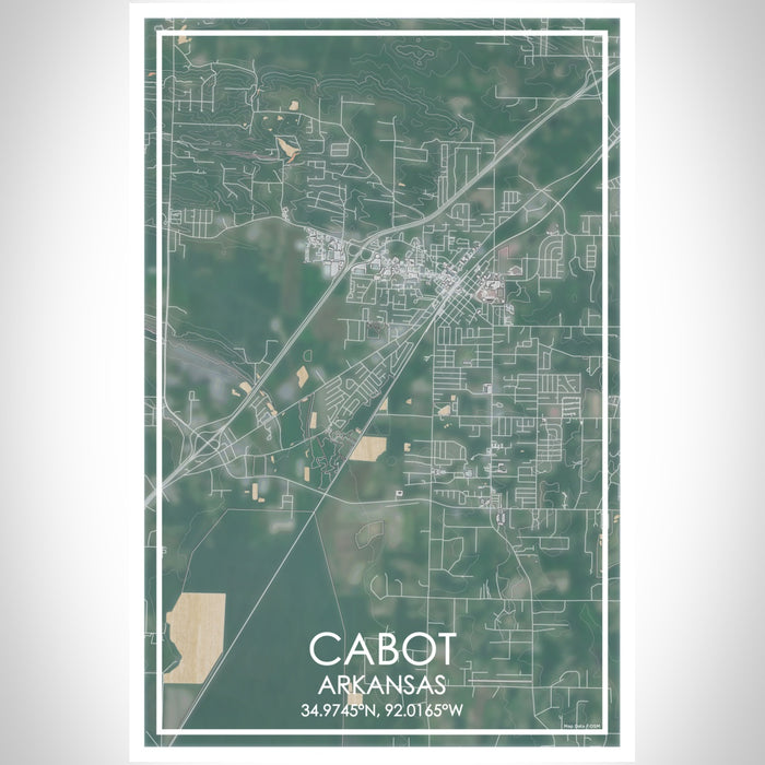 Cabot Arkansas Map Print Portrait Orientation in Afternoon Style With Shaded Background