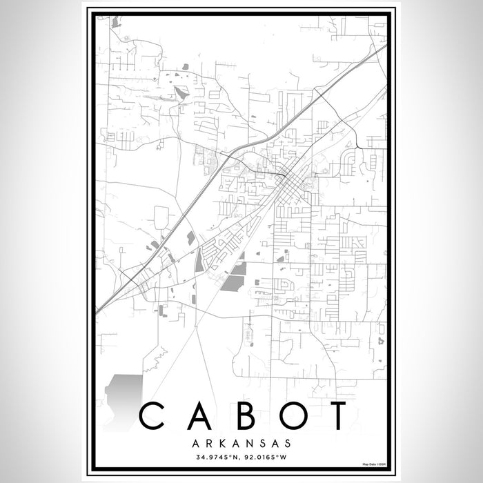 Cabot Arkansas Map Print Portrait Orientation in Classic Style With Shaded Background