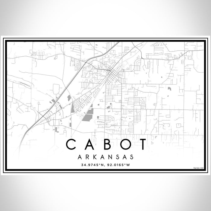 Cabot Arkansas Map Print Landscape Orientation in Classic Style With Shaded Background
